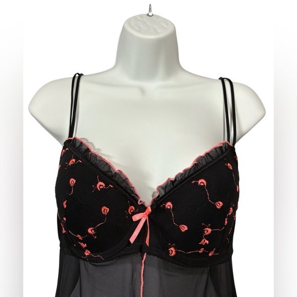 NEW, La Vie En Rose, Black Sheer Babydoll, Size Medium 🫦 - Picture 3 of 8